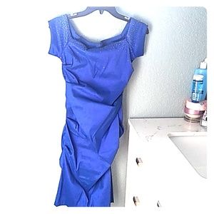Royal blue dress.